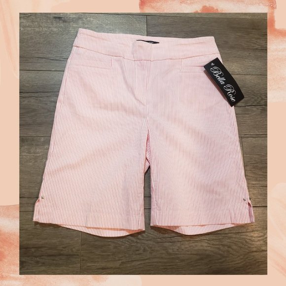 Bella Rose Pants - NWT Bella Rose Stretchy Pin Striped Bermuda Shorts